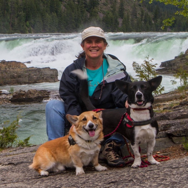 Rocky, Happy and Tammi at Kootenai Falls, Montana